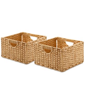 Seville Classics - Foldable Handwoven Cube Storage Baskets, Set of 2