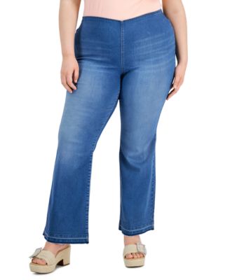 I.N.C. International Concepts - Plus Size Pull-On Flare-Leg Jeans