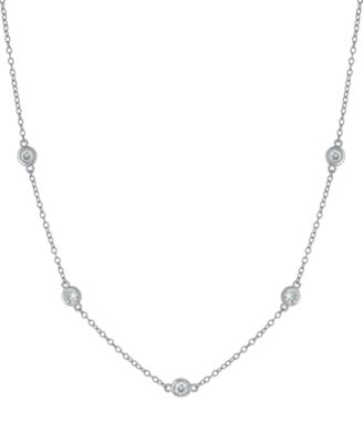 Giani Bernini - Cubic Zirconia Station Statement Necklace in Sterling Silver, 16" + 2" extender