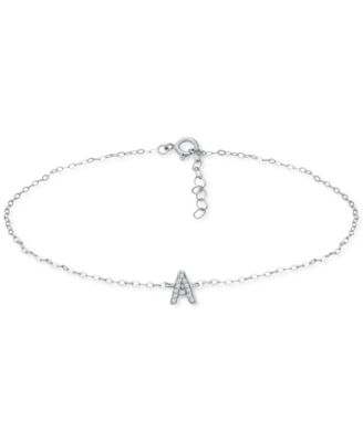 Giani Bernini - Cubic Zirconia Initial Ankle Bracelet in Sterling Silver