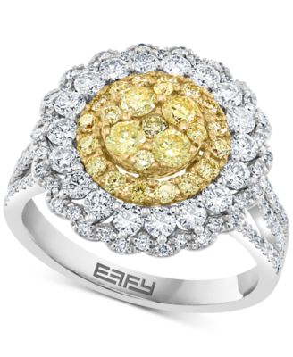 EFFY Collection - Yellow & White Diamond Flower Ring (1-3/4 ct. t.w.) in 14k Two Tone Gold
