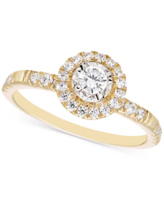 Macy's - Diamond Halo Ring (1/2 ct. t.w.) in 14k Yellow Gold