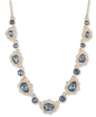 Marchesa - Gold-Tone Crystal & Pear-Shape Stone Statement Necklace, 16" + 3" extender