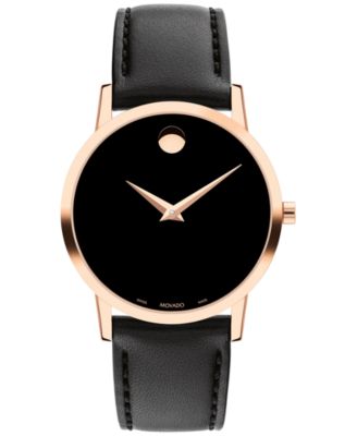 Movado - Women's Swiss Museum Classic Black Leather Strap Watch 33mm
