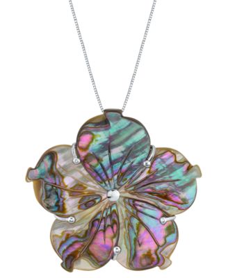 Macy's - Abalone Shell Flower 18" Pendant Necklace in Sterling Silver