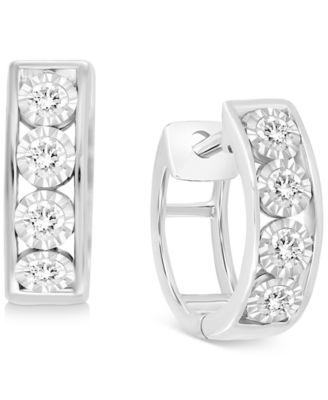 Macy's Brand - Men's Diamond Extra Small Huggie Hoop Earrings (1/4 ct. t.w.) in 10k Gold, 12m