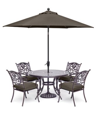 VSUserMacys5 - Chateau Outdoor Aluminum 5-Pc. Set (48" Round Dining Table & 4 Dining Chairs) with outdoor Cushions