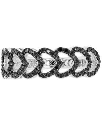 Macy's - Black Spinel Multi-Heart Ring (5/8 ct. t.w.) in Sterling Silver & Black Rhodium-Plate