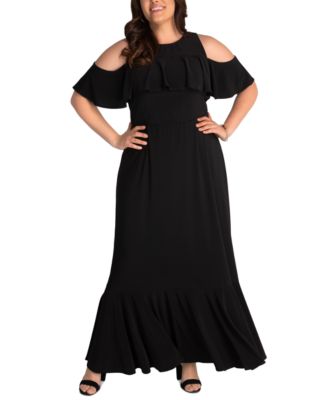 Kiyonna - Plus Size Piper Cold-Shoulder Maxi Dress