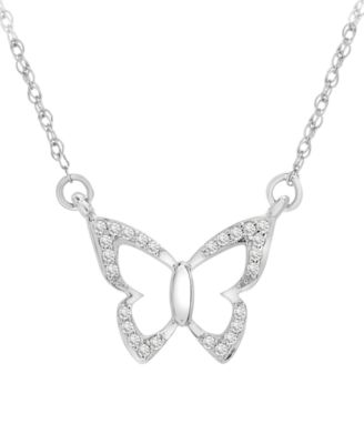 Wrapped - Diamond Butterfly 17" Pendant Necklace (1/20 ct. t.w.) in 14k White Gold