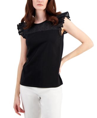 Anne Klein - Women's Eyelet-Embroidered Sleeveless Top