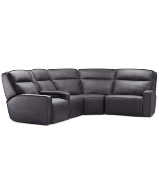Furniture - Dextan Leather 5-Pc. Sectional with 2 Power Recliners and 1 USB Console