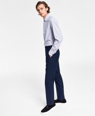 Calvin Klein - Men's Slim-Fit Stretch Gray Sharkskin Suit Pants