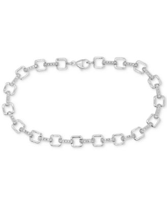 Macy's Brand - Diamond Square Link Bracelet (1/6 ct. t.w.) in Sterling Silver