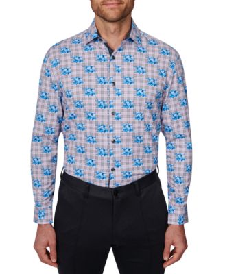 Society of Threads - Men's Slim-Fit Floral Performance Dress Shirt