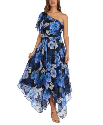 Nightway - Petite One-Shoulder Handkerchief-Hem Dress