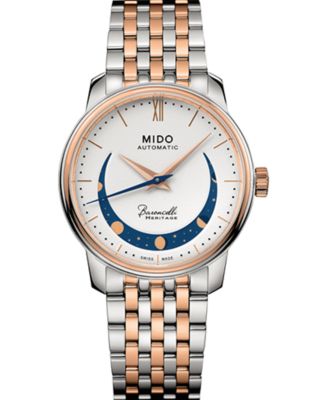Mido - Women's Swiss Automatic Baroncelli Smiling Moon Two Tone Stainless Steel Bracelet Watch 33mm
