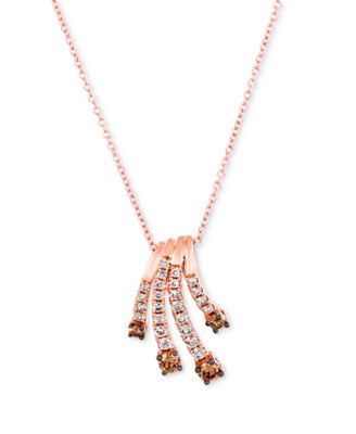 Le Vian - Nude Diamonds (1/4 ct. t.w.) & Chocolate Diamond (1/4 ct. t.w.) Fanned 18" Pendant Necklace in 14k Rose Gold