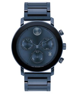 Movado - Men's Swiss Chronograph Bold Evolution Blue Ion-Plated Steel Bracelet Watch 42mm