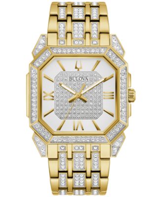 Bulova - Men's Crystal Octava Gold-Tone Stainless Steel Bracelet Watch 40mm