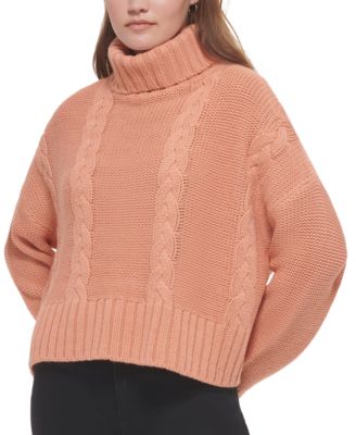 Calvin Klein Jeans - Women's Cable-Knit Long-Sleeve Turtleneck Sweater
