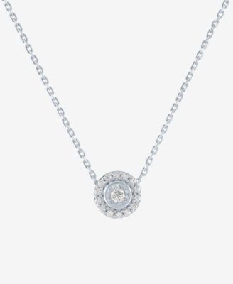 Forever Grown Diamonds - Lab-Created Diamond Halo 18" Pendant Necklace (1/8 ct. t.w.) in Sterling Silver