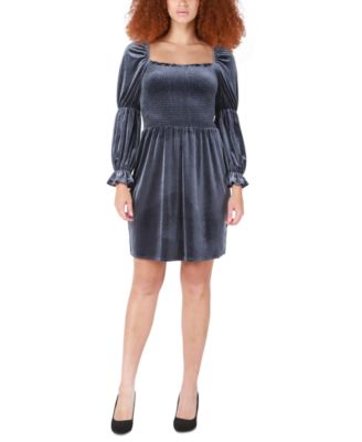 Black Tape - Women's Velvet Smocked Fit & Flare Dress