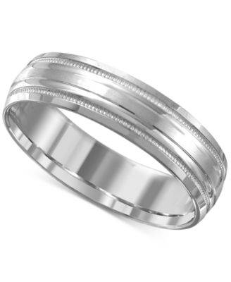 Macy's Brand - High-Polished Etched Wedding Band in 14k White Gold