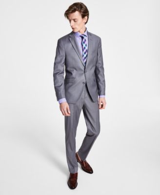 Kenneth Cole Reaction - Men's Slim-Fit Gunmetal Basketweave Suit