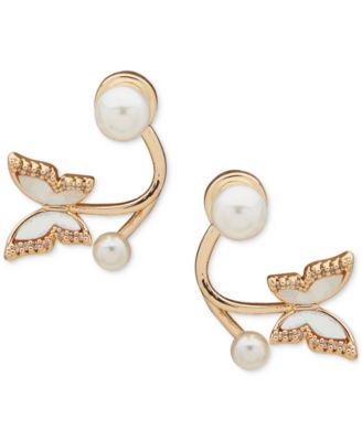 lonna & lilly - Gold-Tone Mother-of-Pearl Butterfly Drop Earrings