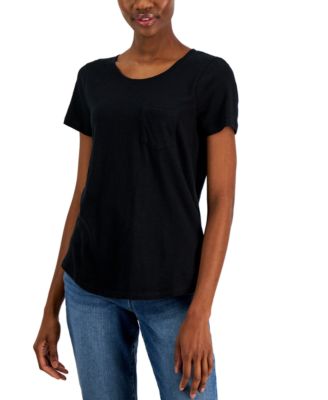Style & Co - Women's Scoop-Neck Short-Sleeve Pocket T-Shirt