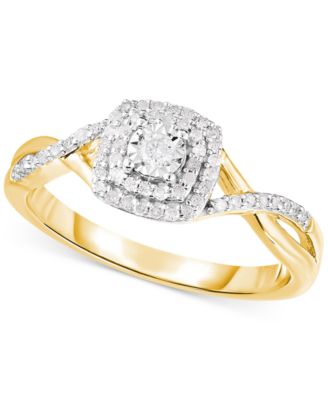Macy's - Diamond Swirled Shank Ring (1/5 ct. t.w.) in 14k Gold-Plated Sterling Silver