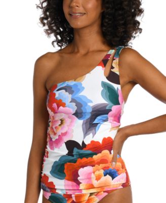 La Blanca - Women's Floral Rhythm One-Shoulder Tankini Top