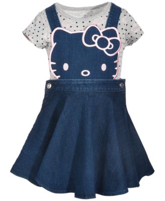 Hello Kitty - Little Girls 2-Pc. Denim Skirtall & T-Shirt Set
