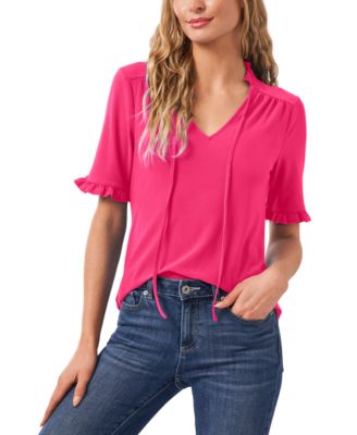 CeCe - Ruffled Tie-Neck Top