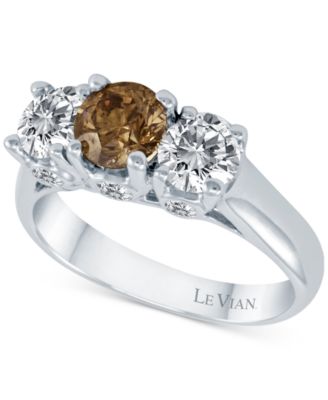 Le Vian - Vanilla Diamond (1-1/8 ct. t.w.) & Chocolate Diamond (7/8 ct. t.w.) Trinity Ring in 18k White Gold