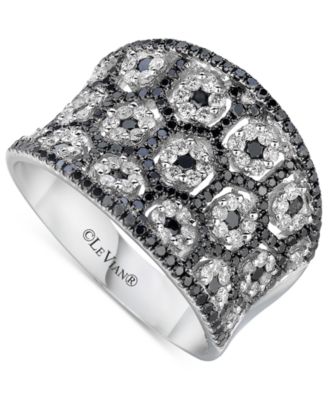 Le Vian - Blackberry Diamond (3/4 ct. t.w.) & Vanilla Diamond (3/4 ct. t.w.) Concave Statement Ring in 18k White Gold