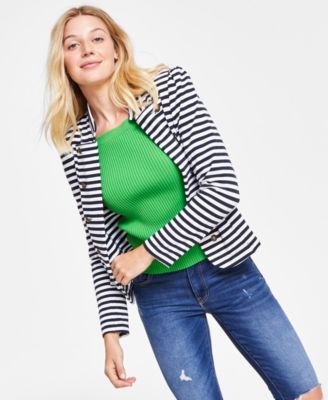 Tommy Hilfiger - Women's Striped Puff-Sleeve Jacket