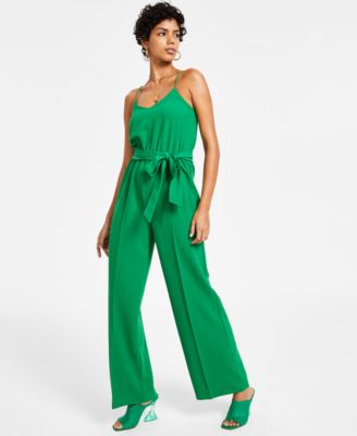 Bar III - Women's Textured Crepe Belted V-Neck Jumpsuit