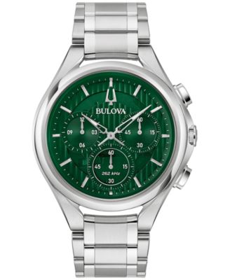 Bulova - Men's Chronograph Curv Stainless Steel Bracelet Watch 44mm