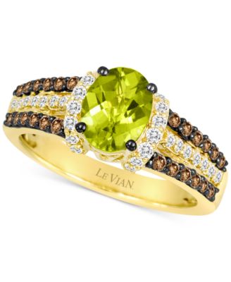 Le Vian - Green Apple Peridot (1-1/5 ct. t.w.), Chocolate Diamonds (1/4 ct. t.w) & Vanilla Diamonds (1/4 ct. t.w.) Ring in 14k Yellow Gold