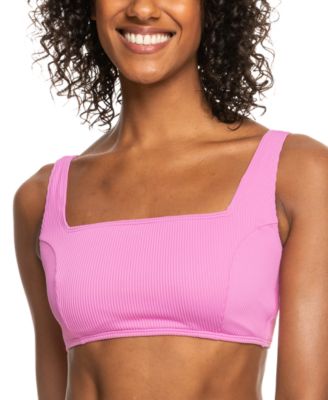 Roxy - Juniors' Ribbed Halter-Style Bra Bikini Top