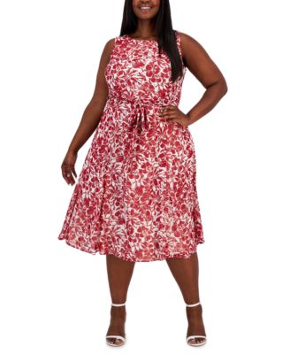 Kasper - Plus Size Bianca Printed Round-Neck Sleeveless Dress