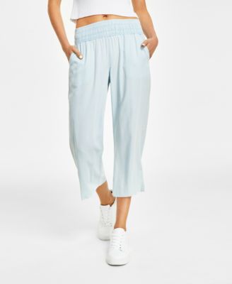 Calvin Klein Jeans - Petite Raw-Hem Smocked-Waist Pants