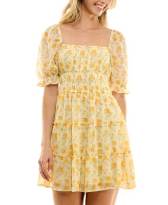Trixxi - Juniors' Emma Smocked-Waist Ruffled Tiered Dress
