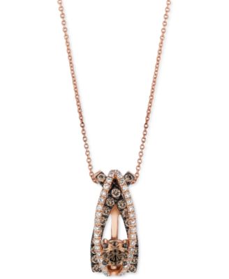 Le Vian - Chocolate Diamond (1-1/4 ct. t.w.) & Vanilla Diamond (1/4 ct. t.w.) Dramatic 18" Pendant Necklace in 14k Rose Gold