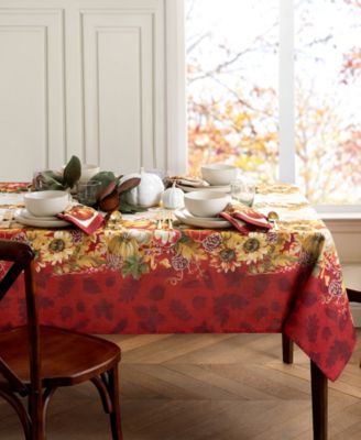 Elrene - Swaying Leaves Double Border 52" x 70" Tablecloth