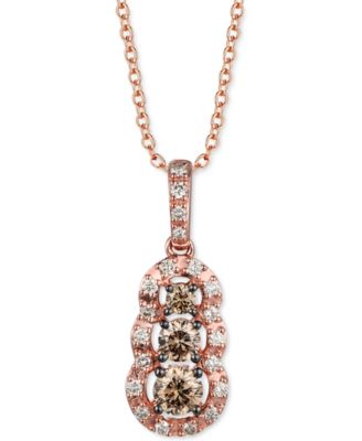 Le Vian - Chocolate Diamond (3/8 ct. t.w.) & Nude Diamond (1/5 ct. t.w.) Graduated 18" Pendant Necklace in 14k Rose Gold