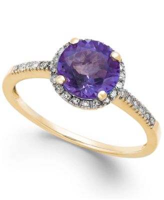 Macy's Brand - Amethyst (1-1/6 ct. t.w.) and Diamond (1/8 ct. t.w.) Ring in 14k Gold