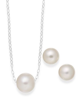 Macy's Brand - Cultured Freshwater Pearl Classic Jewelry Set in Sterling Silver (8-10mm)